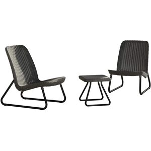 Keter Rio Patio Set, Table and Chairs - Graphite/Grey Keter Rio Patio Set, Table and Chairs - Graphite/Grey