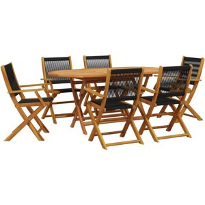 (black) vidaXL Garden Dining Set 7 Piece Chairs Polypropylene and Solid Wood (black) vidaXL Garden Dining Set 7 Piece Chairs Polypropylene and Solid Wood