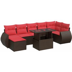 (brown) vidaXL 8 Piece Garden Sofa Set with Cushions Poly Rattan Acacia (brown) vidaXL 8 Piece Garden Sofa Set with Cushions Poly Rattan Acacia