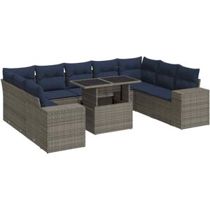 (grey) vidaXL Garden Sofa Set 15 Piece with Cushions Outdoor Sofa Poly Rattan Ac (grey) vidaXL Garden Sofa Set 15 Piece with Cushions Outdoor Sofa Poly Rattan Ac