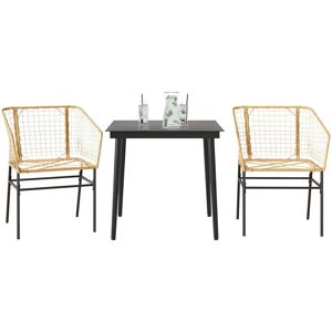 (brown, 80 x 80 x 74 cm 2 piece) vidaXL Garden Dining Set Poly Rattan Glass outd (brown, 80 x 80 x 74 cm 2 piece) vidaXL Garden Dining Set Poly Rattan Glass outd