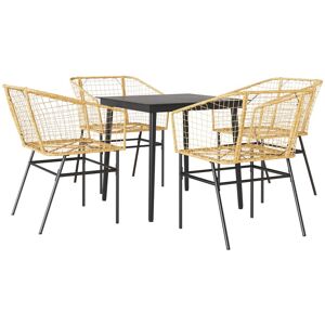 (brown, 80 x 80 x 74 cm 4 piece) vidaXL Garden Dining Set Poly Rattan Glass outd (brown, 80 x 80 x 74 cm 4 piece) vidaXL Garden Dining Set Poly Rattan Glass outd
