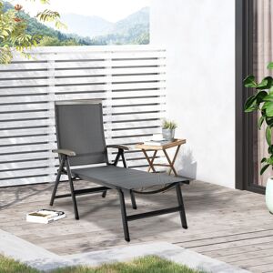 Outsunny Outdoor Folding Sun Lounger w/ Adjustable Backrest and Aluminium Grey Outsunny Outdoor Folding Sun Lounger w/ Adjustable Backrest and Aluminium Grey