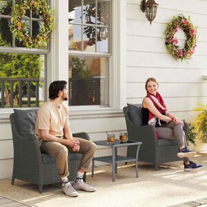 Outsunny 2 Pieces Rattan Garden Chairs, Cushioned Rattan Chairs, Dark Grey Outsunny 2 Pieces Rattan Garden Chairs, Cushioned Rattan Chairs, Dark Grey