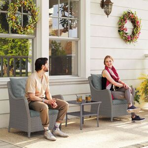 Outsunny 2 Pieces Rattan Garden Chairs, Cushioned Rattan Chairs, Light Grey Outsunny 2 Pieces Rattan Garden Chairs, Cushioned Rattan Chairs, Light Grey