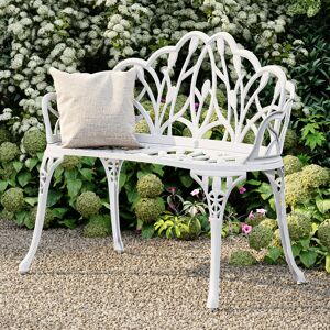 Charles Bentley White Tulip Cast Aluminium Metal 2 Seats Garden Patio Bench Seat Charles Bentley White Tulip Cast Aluminium Metal 2 Seats Garden Patio Bench Seat