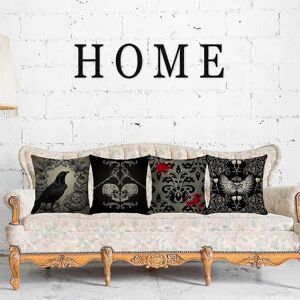 Unbranded (As show, One size) Set of 4 Halloween Skeleton Crow Throw Pillow Cover, Home De Unbranded (As show, One size) Set of 4 Halloween Skeleton Crow Throw Pillow Cover, Home De