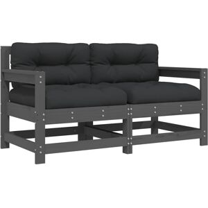 vidaXL Garden Chairs Lounge Chairs with Cushions 2 pcs Grey Solid Wood Pine vidaXL Garden Chairs Lounge Chairs with Cushions 2 pcs Grey Solid Wood Pine