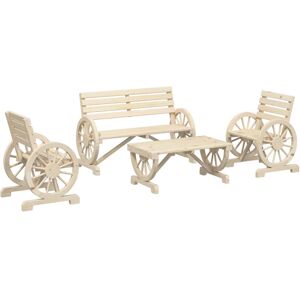 vidaXL Garden Lounge Set 4 Piece Outdoor Table and Chairs Set Solid Wood Fir vidaXL Garden Lounge Set 4 Piece Outdoor Table and Chairs Set Solid Wood Fir
