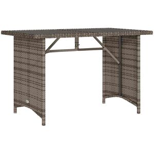 vidaXL Garden Table with Glass Top Outdoor Table Dining Table Grey Poly Rattan vidaXL Garden Table with Glass Top Outdoor Table Dining Table Grey Poly Rattan