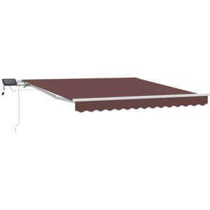vidaXL Retractable Awning with LED - 300x250cm - Brown & White vidaXL Retractable Awning with LED - 300x250cm - Brown & White