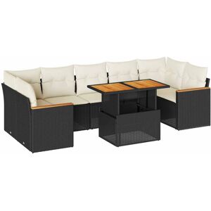 (black and cream) vidaXL 7 Piece Garden Sofa Set with Cushions Black Poly Rattan (black and cream) vidaXL 7 Piece Garden Sofa Set with Cushions Black Poly Rattan