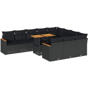 (black) vidaXL Garden Sofa Set 11 Piece with Cushions Outdoor Sofa Poly Rattan A (black) vidaXL Garden Sofa Set 11 Piece with Cushions Outdoor Sofa Poly Rattan A