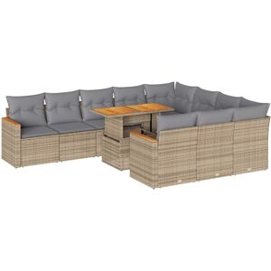 (beige and grey) vidaXL Garden Sofa Set 11 Piece with Cushions Outdoor Sofa Poly (beige and grey) vidaXL Garden Sofa Set 11 Piece with Cushions Outdoor Sofa Poly