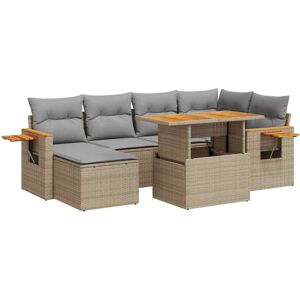 (beige and grey) vidaXL 7 Piece Garden Sofa Set with Cushions Black Poly Rattan (beige and grey) vidaXL 7 Piece Garden Sofa Set with Cushions Black Poly Rattan