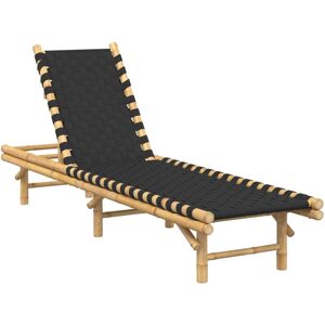 vidaXL Sun Lounger with Black Woven Webbing 55x200x30 cm Bamboo sunbed vidaXL Sun Lounger with Black Woven Webbing 55x200x30 cm Bamboo sunbed
