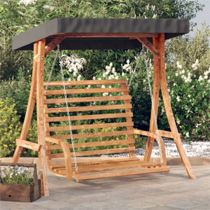 VidaXL Garden Swing with Canopy - Dark Wood Finish - Garden Swing VidaXL Garden Swing with Canopy - Dark Wood Finish - Garden Swing