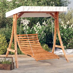 vidaXL Swing Bed with Canopy Solid Wood Spruce with Teak Finish vidaXL Swing Bed with Canopy Solid Wood Spruce with Teak Finish