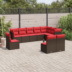 vidaXL 10 Piece Garden Sofa Set with Cushions Brown Poly Rattan vidaXL 10 Piece Garden Sofa Set with Cushions Brown Poly Rattan