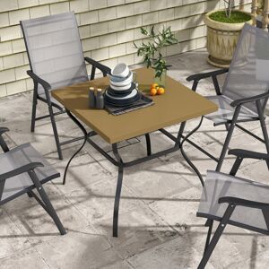 Outsunny Garden Dining Table w/ Umbrella Hole, Dining Table for 4, Brown Outsunny Garden Dining Table w/ Umbrella Hole, Dining Table for 4, Brown