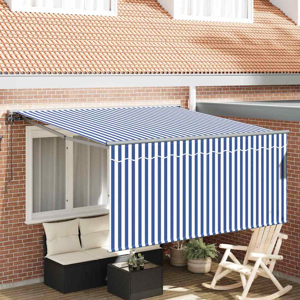 vidaXL Retractable Awning Blue and white 300 x 250 cm Fabric vidaXL Retractable Awning Blue and white 300 x 250 cm Fabric
