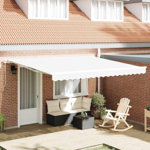 vidaXL Retractable Awning White 400 x 300 cm Polyester vidaXL Retractable Awning White 400 x 300 cm Polyester