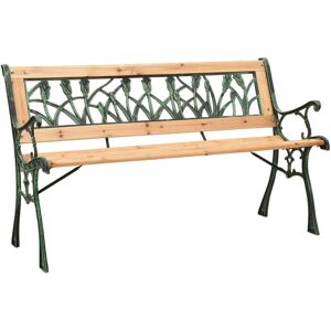 vidaXL Garden Bench, Cast Iron and Solid Firwood, 122 cm, Tulip Design Backrest, vidaXL Garden Bench, Cast Iron and Solid Firwood, 122 cm, Tulip Design Backrest,
