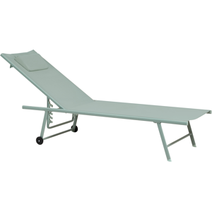 Beliani Set of 2 Sun Loungers SORONI Metal Light Green Beliani Set of 2 Sun Loungers SORONI Metal Light Green