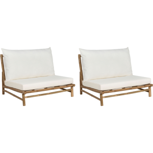 Beliani Set of 2 Bamboo Garden Chairs with Cushions - Garden Chairs Beliani Set of 2 Bamboo Garden Chairs with Cushions - Garden Chairs