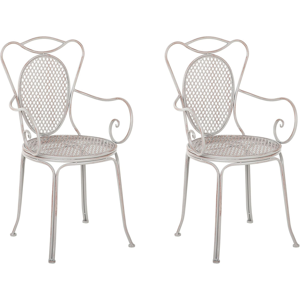 Beliani Set of 2 Grey Metal Garden Chairs - Garden Chairs Beliani Set of 2 Grey Metal Garden Chairs - Garden Chairs