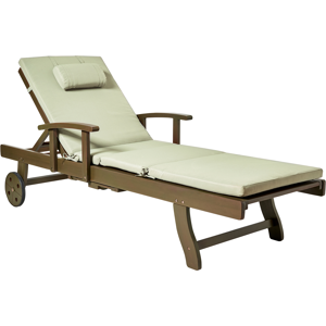 Beliani Sun Lounger with Cushion AMANTEA PREMIUM II Acacia Wood Green Beliani Sun Lounger with Cushion AMANTEA PREMIUM II Acacia Wood Green