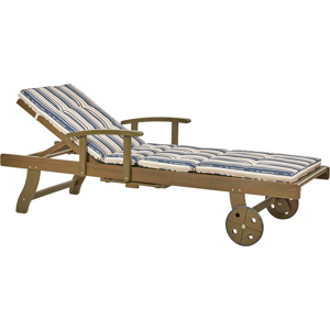 Beliani Sun Lounger with Cushion AMANTEA II Reclining Acacia Wood Dark Blue Beliani Sun Lounger with Cushion AMANTEA II Reclining Acacia Wood Dark Blue