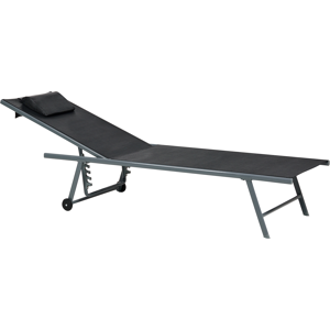 Beliani Set of 2 Sun Loungers SORONI Metal Black Beliani Set of 2 Sun Loungers SORONI Metal Black