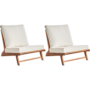 Beliani Micciano - Garden Chairs Set - Rustic, 2 Acacia Wood, Removable Cushions Beliani Micciano - Garden Chairs Set - Rustic, 2 Acacia Wood, Removable Cushions