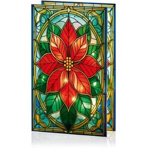 Premier - Battery Operated Lit Poinsettia Glass Table Top 50 Warm White LEDs - 2 Premier - Battery Operated Lit Poinsettia Glass Table Top 50 Warm White LEDs - 2