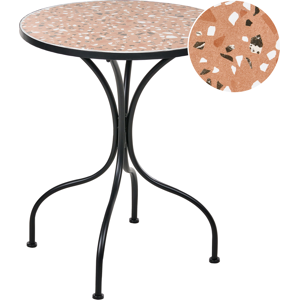 Beliani Bistro Table ADRANO 60 cm 60 cm Terrazzo Effect Metal Black Beliani Bistro Table ADRANO 60 cm 60 cm Terrazzo Effect Metal Black