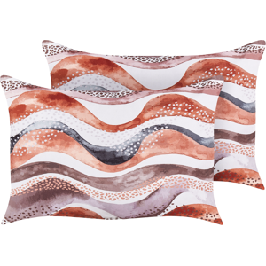 Beliani Outdoor Cushions Set of 2 - Brown, Abstract Pattern, 40x60cm Beliani Outdoor Cushions Set of 2 - Brown, Abstract Pattern, 40x60cm