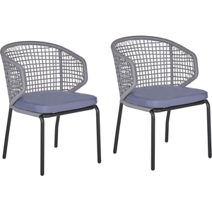Beliani Garden Chairs Set - Grey, Metal, Cushions - Outdoor Furniture Beliani Garden Chairs Set - Grey, Metal, Cushions - Outdoor Furniture