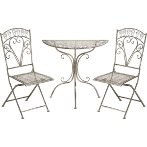 Beliani Bistro Set NURRA Metal Grey Beliani Bistro Set NURRA Metal Grey