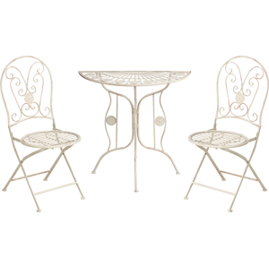 Beliani Bistro Set COGGIA Metal Light Beige Beliani Bistro Set COGGIA Metal Light Beige