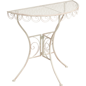 Beliani Bistro Table JUINA 80 cm 36 cm Metal Light Beige Beliani Bistro Table JUINA 80 cm 36 cm Metal Light Beige