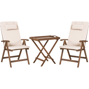 Beliani Bistro Set AMANTEA PREMIUM Acacia Wood Light Beige Beliani Bistro Set AMANTEA PREMIUM Acacia Wood Light Beige