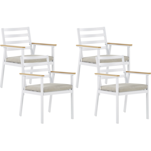 Beliani Garden Chairs Set - Aluminium Beige Cushions - Outdoor Furniture Beliani Garden Chairs Set - Aluminium Beige Cushions - Outdoor Furniture