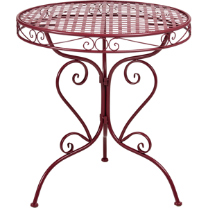 Beliani Bistro Table ALBINIA 70 cm 70 cm Metal Burgundy Beliani Bistro Table ALBINIA 70 cm 70 cm Metal Burgundy