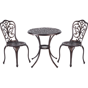 Beliani Compact Vintage Outdoor Bistro Set - Metal, Brown, 2 Chairs, 1 Table Beliani Compact Vintage Outdoor Bistro Set - Metal, Brown, 2 Chairs, 1 Table