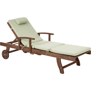 Beliani Sun Lounger with Cushion AMANTEA PREMIUM Acacia Wood Green Beliani Sun Lounger with Cushion AMANTEA PREMIUM Acacia Wood Green