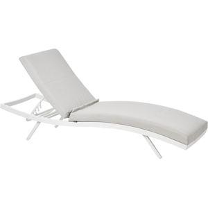 Beliani Sun Lounger with Cushion AMELIA Reclining Metal Light Grey Beliani Sun Lounger with Cushion AMELIA Reclining Metal Light Grey