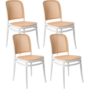 Beliani Set of 4 Garden Chairs PLOSE White/ Beige Beliani Set of 4 Garden Chairs PLOSE White/ Beige