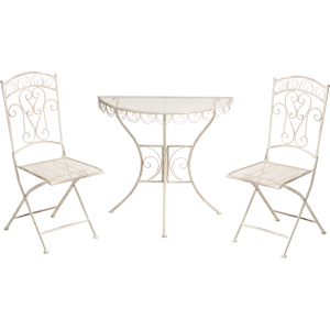 Beliani Bistro Set JUINA Metal Light Beige Beliani Bistro Set JUINA Metal Light Beige