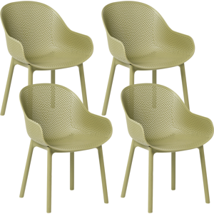 Beliani Set of 4 Garden Chairs TIGGIANO Olive Green Beliani Set of 4 Garden Chairs TIGGIANO Olive Green